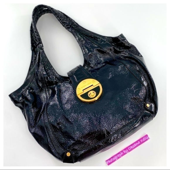 Elliott Lucca Handbag Black Patent Leather Satchel - Picture 2 of 8